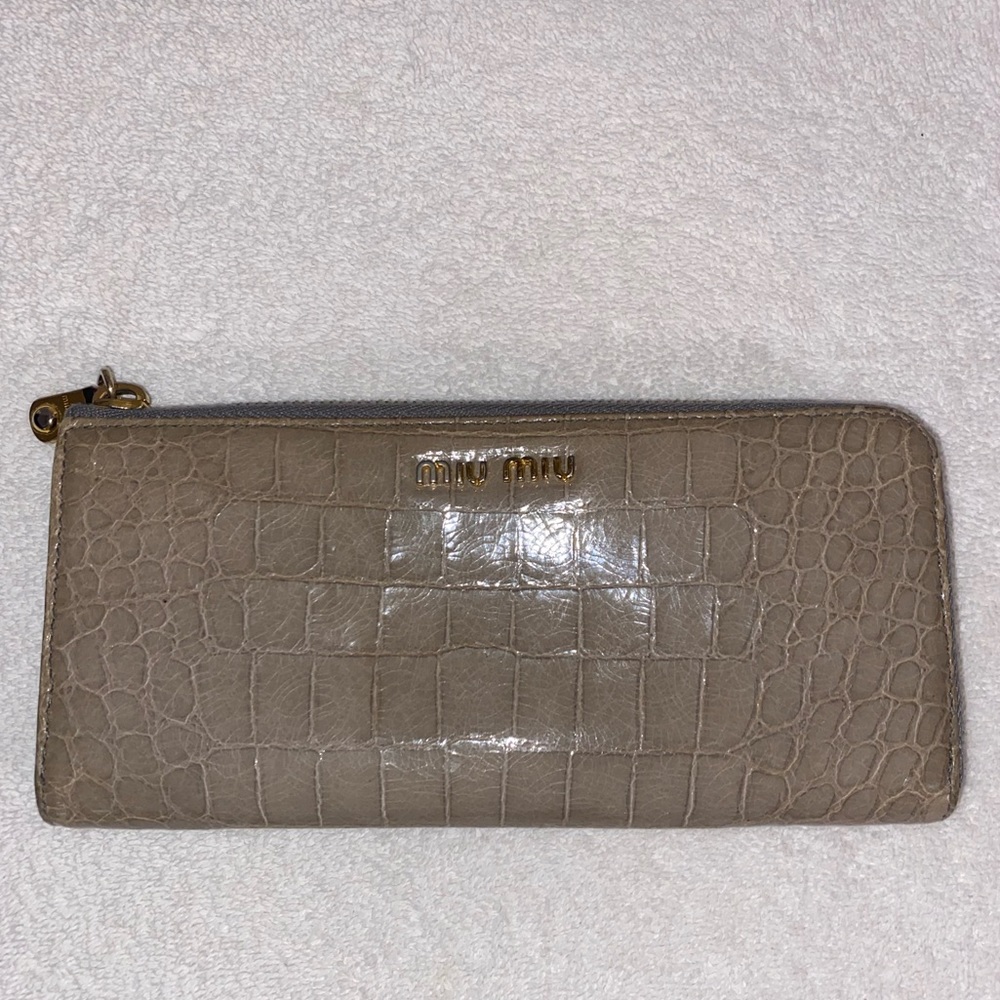 Authentic Miu Miu Long Zippy Crocodile Embossed W… - image 1